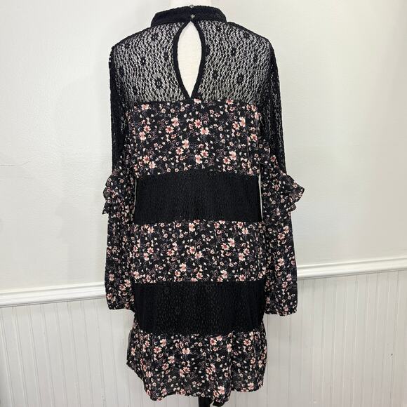 Whimsigoth Fairy Grunge Size L Dress Floral Sheer Lace Peasant Cottage Prairie - Picture 3 of 16